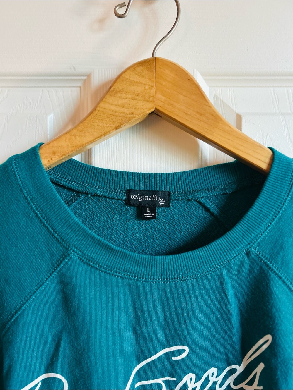 Originality Dry Goods teal long sleeve crewneck pullover sweatshirt - Picture 4 of 5